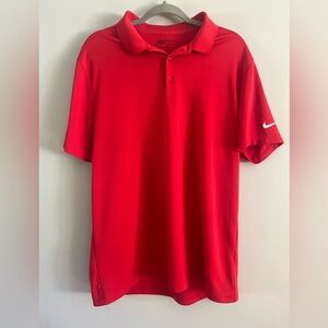 Nike Golf Men's Red Dri-Fit Collared  Shirt Size Large